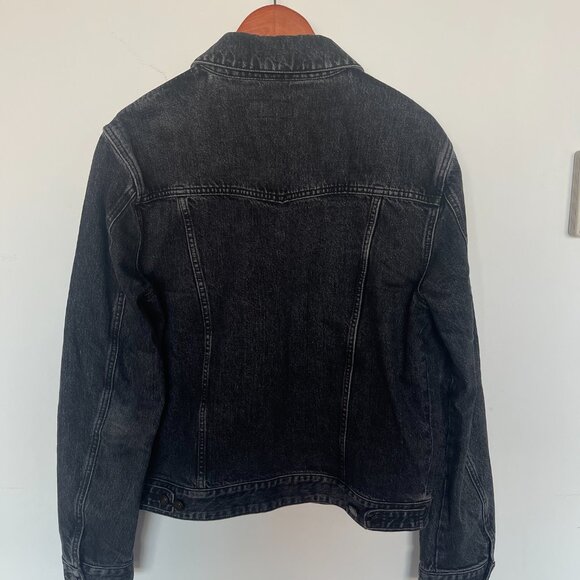 Saint Laurent washed black denim jacket (with american flag on sleeve) - Picture 2 of 3